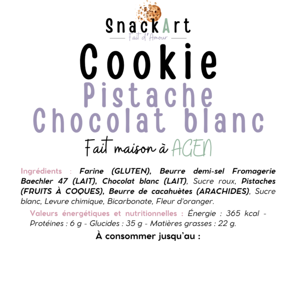 Cookie pistaches chocolat blanc